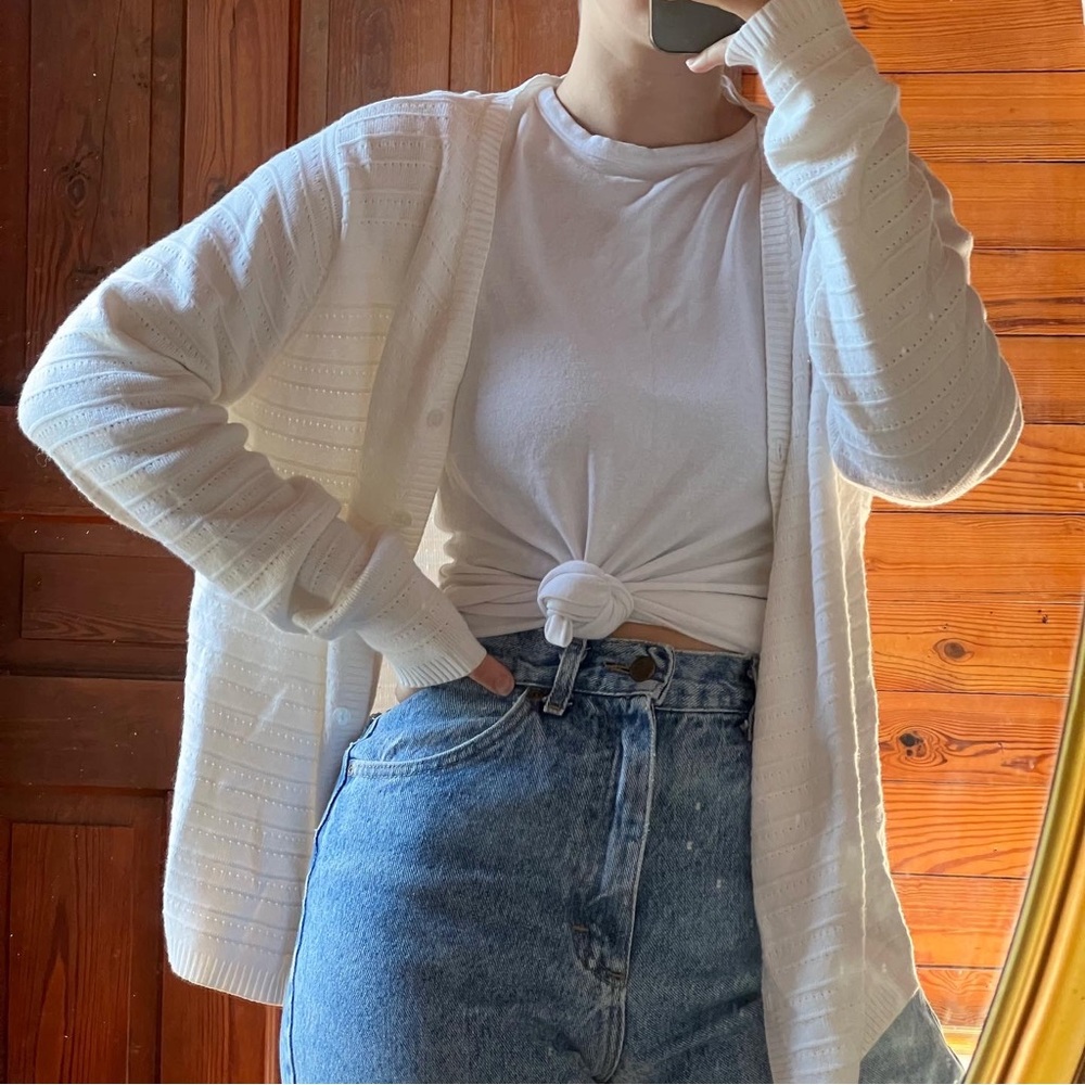 Women’s large cream button up knit